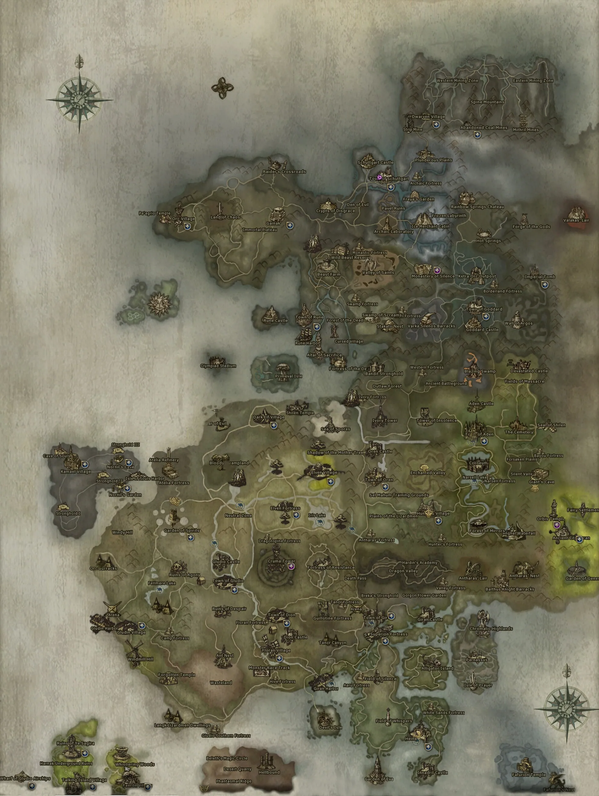 Lineage 2 map. Lineage 2 World map